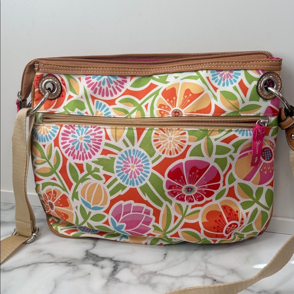 Lily Bloom Triple Zip Floral Crossbody Purse - Picture 6 of 11